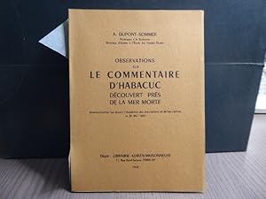 Imagen del vendedor de Observations sur le Commentaire d'Habacuc dcouvert prs de la Mer Morte. Communication lue devant l'Acadmie des Inscriptions et Belles Lettres, le 28 mai 1950. a la venta por Tir  Part