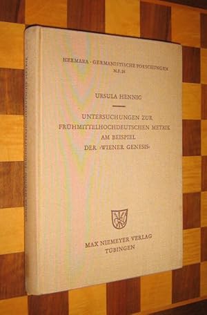 Bild des Verkufers fr Untersuchungen zur frhmittelhochdeutschen Metrik am Beispiel der "Wiener Genesis". [Von Ursula Hennig]. (= Hermaea. Germanistische Forschungen. Neue Folge. Band 24). zum Verkauf von Antiquariat Kretzer