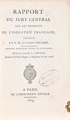 Seller image for Rapport du Jury central sur les produits de l'Industrie franaise. for sale by Bonnefoi Livres Anciens