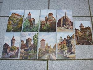 11x AK / Postkarte Nürnberg (Burg, Luginsland, Frauenkirche, Fünfeckiger Turm, Vestnerturm und ti...