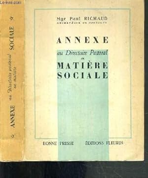 Seller image for ANNEXE AU DIRECTOIRE PASTORAL EN MATIERE SOCIALE for sale by Le-Livre