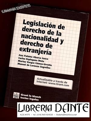 Imagen del vendedor de LEGISLACION DE DERECHO DE LA NACIONALIDAD Y DERECHO DE EXTRANJERIA. a la venta por Librera DANTE