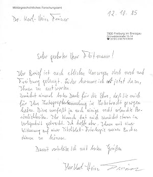 Imagen del vendedor de Eigenh. Albumblatt mit U. und eh. Begleitschreiben mit U. a la venta por Kotte Autographs GmbH