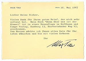 Seller image for Ms. Briefkarte mit eigenh. U. for sale by Kotte Autographs GmbH