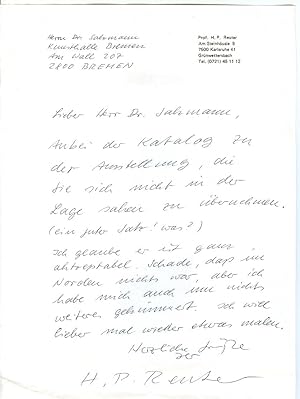 Bild des Verkufers fr Eigenh. Brief mit U. zum Verkauf von Kotte Autographs GmbH