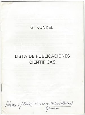 Bild des Verkufers fr Publikationsverzeichnis mit eigenh. Namenszug ( G. Kunkel") und Adreangabe. zum Verkauf von Kotte Autographs GmbH