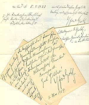 Image du vendeur pour 2 eigenh Postkarten mit U. und 1 Albumblatt mit eh. U. (hier  Graf Rdiger v. d. Goltz"). mis en vente par Kotte Autographs GmbH