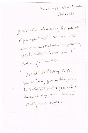 L.A., à sa femme la Vicomtesse de Chateaubriand à Paris.