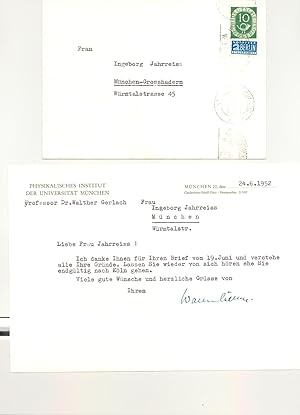 Imagen del vendedor de Ms. Brief mit eigenh. U. und eh. Postkarte mit U. a la venta por Kotte Autographs GmbH