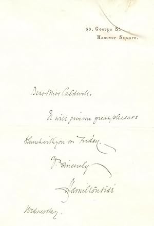Bild des Verkufers fr Eigenh. Brief mit U. (HamiltonAide"). zum Verkauf von Kotte Autographs GmbH