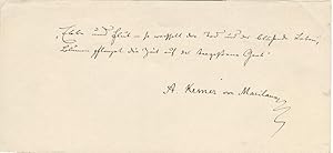 Seller image for Eigenh. Albumblatt mit U. ( A. Kerner von Marilaun"). for sale by Kotte Autographs GmbH