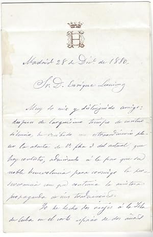 Imagen del vendedor de Eigenh. Brief mit U. ( Marqus de Dos Hermanas"). a la venta por Kotte Autographs GmbH