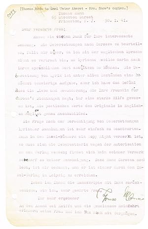 Imagen del vendedor de Ms. Brief (Durchschlag) mit eigenh. U. (Bleistift) a la venta por Kotte Autographs GmbH