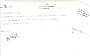 Imagen del vendedor de 2 ms. Briefe mit eigenh. U. und 1 Typoskript (Kopie) mit einigen eh. Korrekturen (Datum und U. gleichfalls kopiert). a la venta por Kotte Autographs GmbH