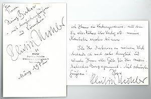 Immagine del venditore per Eigenh. Briefkarte mit U. und Portraitphotographie mit eh. Widmung und U. verso. venduto da Kotte Autographs GmbH