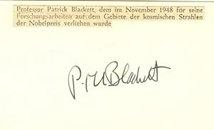 Seller image for Albumblatt mit eigenh. U. ( PMSBlackett"). for sale by Kotte Autographs GmbH