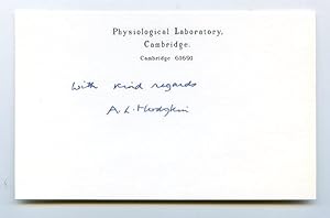 Bild des Verkufers fr Eigenh. Albumblatt mit U. ( A. L. Hodgkin"). zum Verkauf von Kotte Autographs GmbH