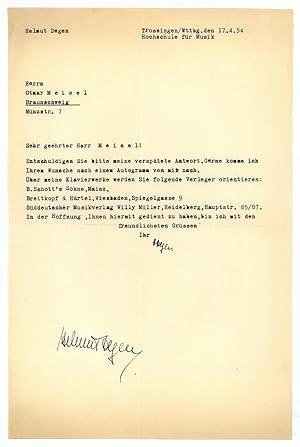 Bild des Verkufers fr Brief mit eigenh. U. zum Verkauf von Kotte Autographs GmbH