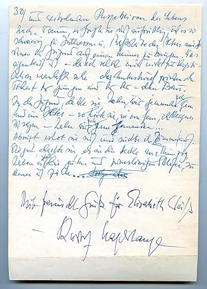Imagen del vendedor de Eigenh. Manuskript (Fragment) mit Widmung und U. a la venta por Kotte Autographs GmbH