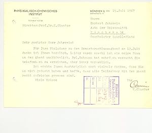 Bild des Verkufers fr Ms. Brief mit eigenh. U. ( Clusius"). zum Verkauf von Kotte Autographs GmbH