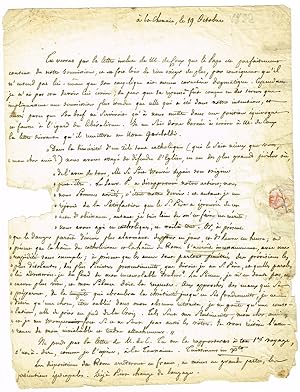 Image du vendeur pour L.A., La Chenaie 19 octobre [1832],  son frre Jean-Marie de Lamennais  Saint-Men (Ille-et-Vilaine). mis en vente par Kotte Autographs GmbH