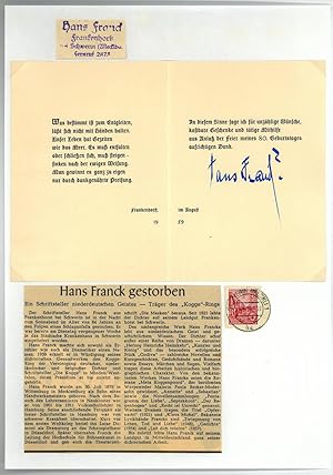 Seller image for Billett mit gedr. Gedicht und eigenh. U. for sale by Kotte Autographs GmbH