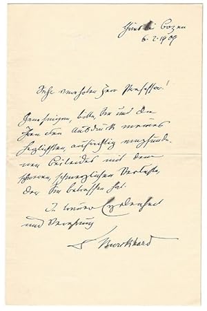 Bild des Verk�ufers f�r Eigenh. Brief mit U. zum Verkauf von Kotte Autographs GmbH
