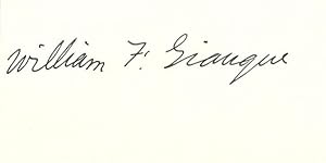 Seller image for Albumblatt mit eigenh. U. ( William F. Giauque"). for sale by Kotte Autographs GmbH