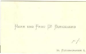 Bild des Verkufers fr Gedruckte Visitenkarte  Herr und Frau Dr. Burckhard". zum Verkauf von Kotte Autographs GmbH