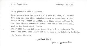 Bild des Verkufers fr Ms. Brief mit eigenh. Gruzeile und U. zum Verkauf von Kotte Autographs GmbH