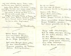Seller image for Eigenh. Brieffragment mit U. ( M. Dauthendey") und 5 eh. Gedichtabschriften. for sale by Kotte Autographs GmbH