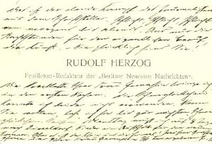 Imagen del vendedor de Gedruckte Visitenkarte mit eigenh. Zusatz und U. ( R. H."). a la venta por Kotte Autographs GmbH