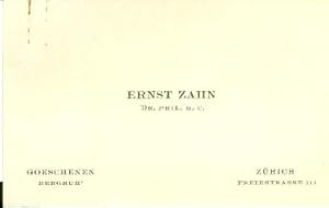 Seller image for Gedruckte Visitenkarte mit eigenh. Zusatz. for sale by Kotte Autographs GmbH