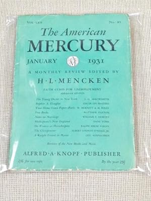 Image du vendeur pour The American Mercury, January 1931 mis en vente par My Book Heaven
