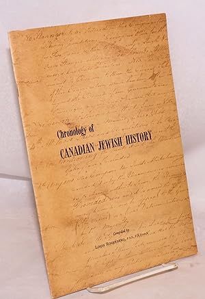 Image du vendeur pour Chronology of Canadian Jewish History mis en vente par Bolerium Books Inc.