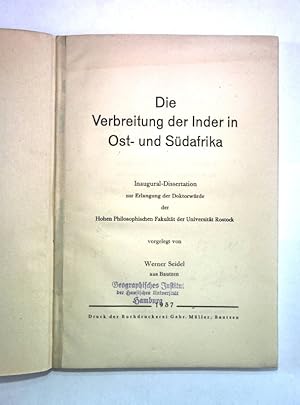 Die Verbreitung der Inder in Ost- und Südafrika. Inaugural-Dissertation zur Erlangung der Doktorw...