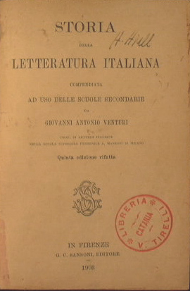 Bild des Verkufers fr Storia della Letteratura Italiana zum Verkauf von Antica Libreria di Bugliarello Bruno S.A.S.
