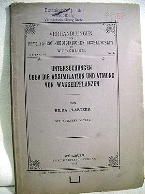 Untersuchungen über die Assimilation und Atmung von Wasserpflanzen mit 18 Figuren im Text, Band 4...