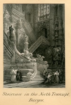 Burgos, Staircase in the North Transept - Stahlstich