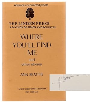 Bild des Verkufers fr Where You'll Find Me and Other Stories (Signed Uncorrected Proof) zum Verkauf von Jeff Hirsch Books, ABAA