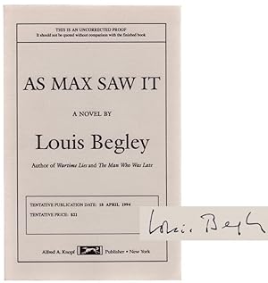 Seller image for As Max Saw It (Signed Uncorrected Proof) for sale by Jeff Hirsch Books, ABAA