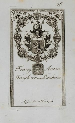 Bild des Verkufers fr Kupferstich-Wappen. Franz Anton Freyherr von Dienheim. zum Verkauf von Antiquariat Thomas Rezek