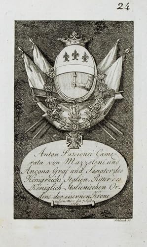 Bild des Verkufers fr Kupferstich-Wappen. Anton Passionei Camerata von Mazzelini und Ancona. zum Verkauf von Antiquariat Thomas Rezek