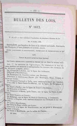 Bild des Verkufers fr CHEMIN DE FER DE ROUEN A PETIT QUEVILLY - BULLETIN DES LOIS DE L'EMPIRE FRANCAIS - XI SERIE - SEUXIEME SEMESTRE 1868 - TOME XXXII - NUMERO 1611 zum Verkauf von Livres 113