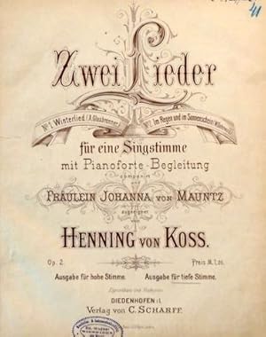 Zwei Lieder fur eine Singstimme mit Pianoforte-Begleitung. Op. 2. Ausgabe für hohe Stimme