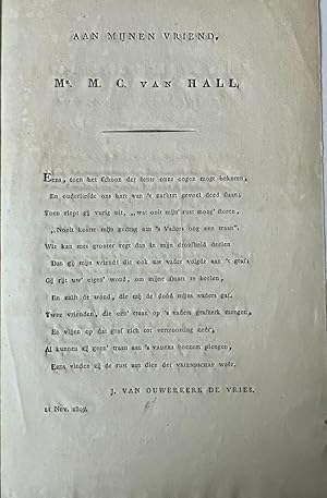 [Occasional poem 1809] Aan mijnen vriend, J. van Ouwerkerk de Vries, bij den dood zijns vaders. W...