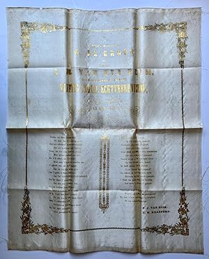 Rare, 1850, Printed on Silk | Aan den WelEd. Geboren heer A. De groot en vrouwe E.M. Van der Him,...
