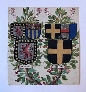 [Heraldic drawing/Colored coat of arms] MARCONNET, HARAUCOURT, BAY, FAULQUIER, 18de-eeuwse gekleu...