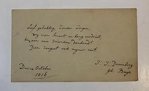 DRONSBERG, BUYS Blaadje voor een album amicorum van de hand van J.J. Dronsberg geb. Buys, dd 1816...