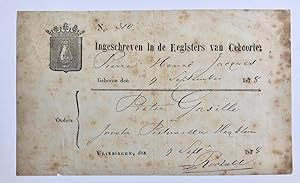 [Extract birth register, 1878] Uittreksel uit geboorteregister Vlissingen 1878 betr. Pierre Henri...